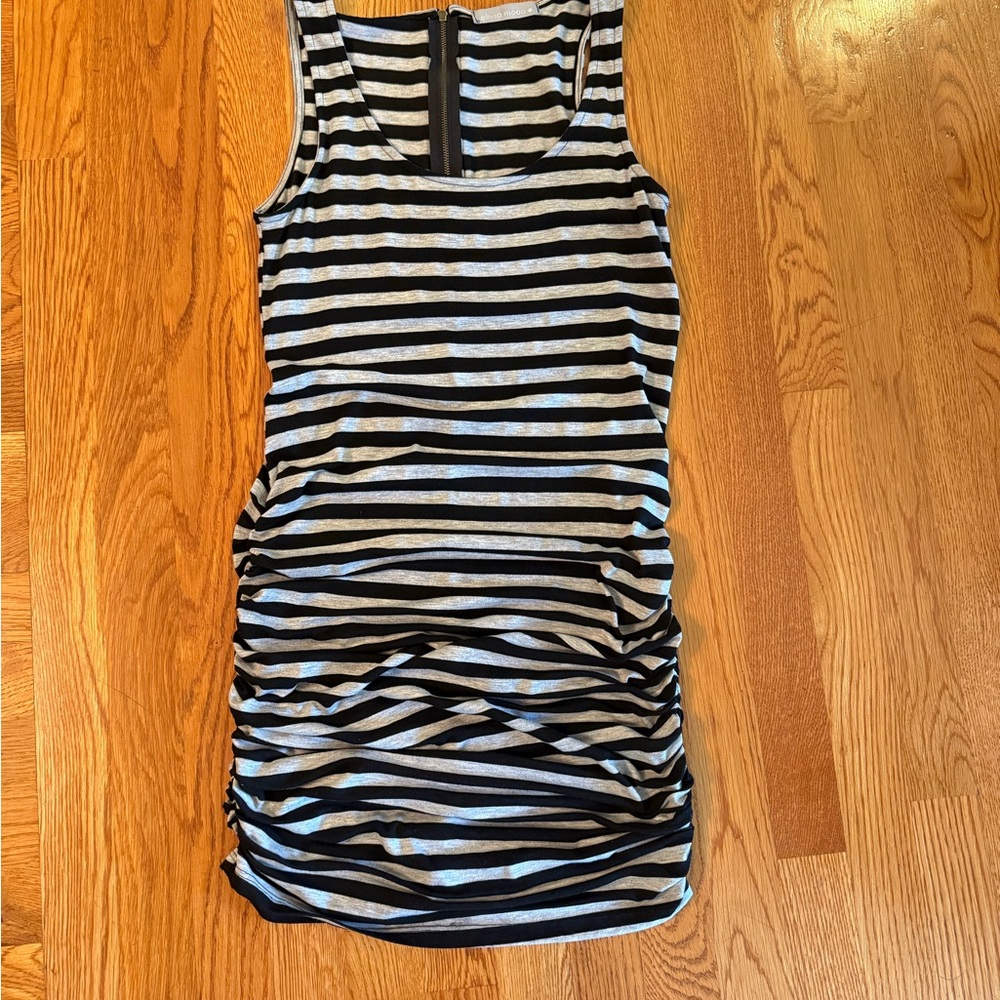 Striped Black and Gray Sleeveless Dress
